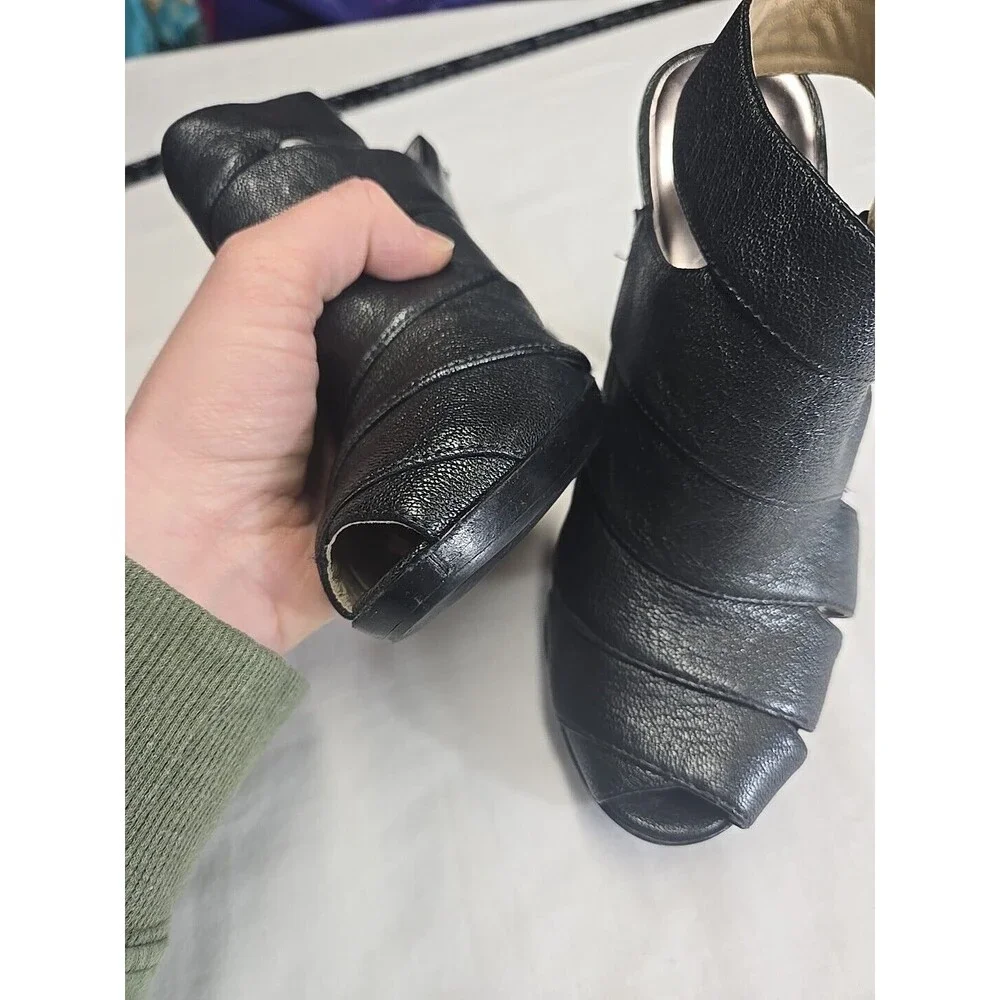 Michael Kors CHARCOAL‎ SOFT METALLIC LEATHER Open Toe Stiletto Heel Women's 6 M